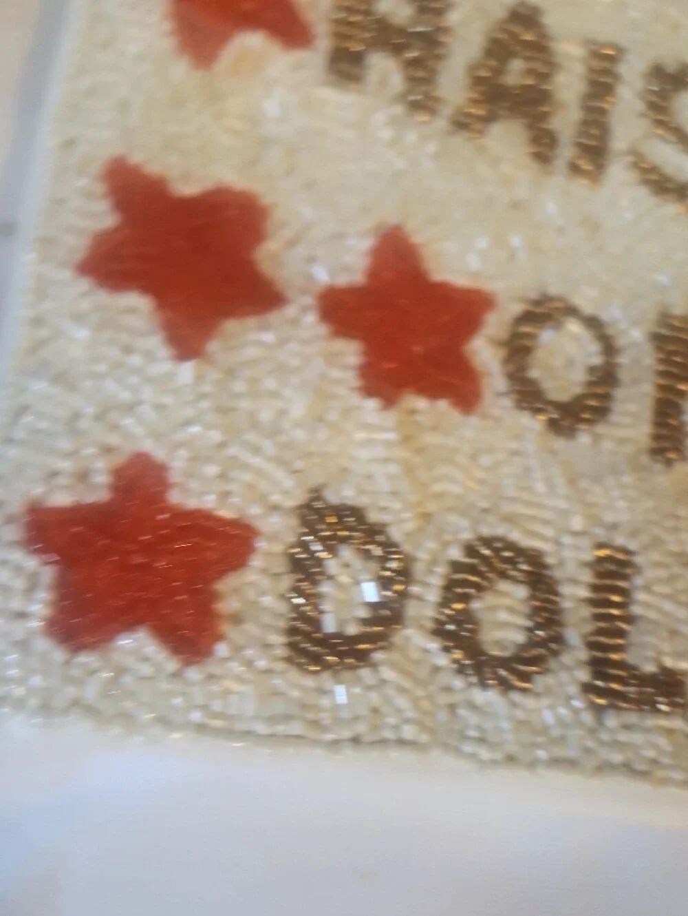 Raised on Dolly Beaded Pouch - White & Red